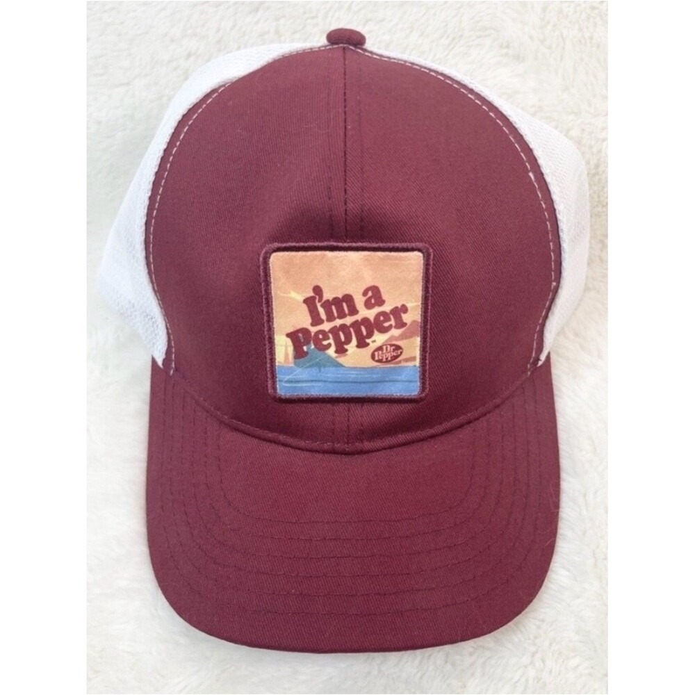 Vintage Style Dr Pepper "T'm a Pepper"
Trucker Hat Burgundy/White Adjustable Cap
